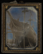Daguerreotype of "Seaman's Bride" a Baltimore clipper. The ship was launched in 1851 from the shipyard of E & J Bell for Thomas J. Handy of New York. The clipper entered the California trade under Captain Joseph Myrick, and was sold circa 1855-1858 to become the Carl Staegoman of Hamburg.