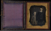 Daguerreotype portrait of John Hogg Jr. and sister, Emma Hogg. John (1840-) and Emma (1846-) were the children of Ann (1804-) and John Hogg (1805-1888) of Cecil County. A native of Delware, John Hogg Sr., worked as a baggage agent for the Philadelphia, Wilmington & Baltimore Railroad at the Elkton station.