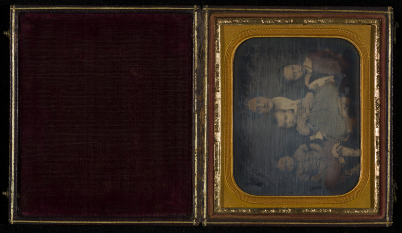 Portrait of Elizabeth Hall Schad with her children — circa 1853