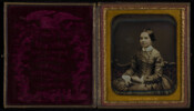 Daguerreotype portrait of Theodocia Barriere Mahon (1824-1863), daughter of Captain Joseph Barriere (1777-1847) of Baltimore. In 1858, she married Dr. Ormsby Samuel Mahon (1826-1894), and the couple were parents to: Ormsby Lyman (1860-1899) and Theodocia Barriere (1862-1931).