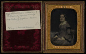 Daguerreotype portrait of Josephine Dunlap Mahon (1850-1878), daughter of Robert Dunlap of Hagerstown and his wife, Martha. In 1876, she married Robert Wright Mahon (1852-1915), eldest son of Dr. Ormsby S. Mahon (1825-1894) by his first marriage to Elizabeth Ellen Wright (1827-1852). Josephine died on January 20, 1878, shortly after the birth of a daughter,…