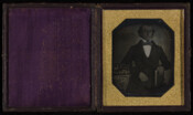 Daguerreotype portrait of Isaac Coriell (1809-1882), a Baltimore contractor. He married Hannah Maria Van Vliet (1809-1885) in 1832, and the couple were parents to: Alvin (1833-1836); Mary Ellen (1838-1926), married Lewis Bower; Catherine Ann (1840-1868); and Alvin (1843-1904), married Mary Lawrence. Isaac and his family moved to Baltimore in the 1850s.