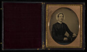 Daguerreotype portrait of Hannah Maria Van Vliet Coriell (1809-1885). A native of New Jersey, she married Isaac Corriell in 1832 and the couple were parents to: Alvin (1833-1836); Mary Ellen (1838-1926), married Lewis Bower; Catherine Ann (1840-1868); and Alvin (1843-1904), married Mary Lawrence. The family moved to Baltimore in the 1850s.