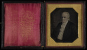 Daguerreotype portrait of George Baxley (1771-1848), a Baltimore merchant and druggist. In 1793, he married Mary Merryman (1775-1834), daughter of Joseph Merryman of Baltimore. Their children were: Joseph Merryman (1795-1839), married first Mary Hobertson Hobbs and second Maria Frances Rutter; Rebecca Jane (1797-1875); Mary Ann (1799-1875), married first John Davis and second Charles Merryman; George…