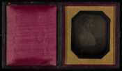 Daguerreotype portrait after a painting of Mary Merryman Baxley (1775-1834), daughter of Joseph Merryman of Baltimore. In 1793, she married George Baxley (1771-1848), a Baltimore merchant and druggist. Their children were: Joseph Merryman (1795-1839), married first Mary Hobertson Hobbs and second Maria Frances Rutter; Rebecca Jane (1797-1875); Mary Ann (1799-1875), married first John Davis and…
