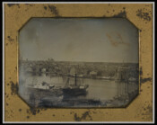 View of the Inner Harbor and downtown Balitmore, Maryland as seen from Federal Hill. This full-plate daguerreotype was created by Henry H. Clark (1814-1899), who is generally recognized as Baltimore's first landscape photographer. The sidewheel steamship in the foreground is the "S. S. Tennessee," which was built for the Baltimore & Southern Packet Company. Visible…