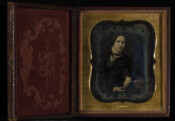 Daguerreotype portrait of Frances Hollis Webster Hines (1830-1879), daughter of Reverend Augustus Webster (1806-1890) of Baltimore. In 1855, she married Dr. William Marshall Hines (1821-1886) of Carroll County, Maryland. They were parents to: William Marshall (1852-); Augustus Webster (1860-1914), married Charlotte Frances; and Frances (1866-1928).