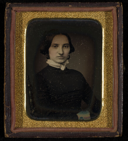 Portrait of unidentified woman with cameo — circa 1850
