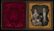 Daguerreotype portrait of Eliza Coale McConkey (1805-1876) and George Washington McConkey (1799-1880). The couple married in 1825, and were parents to: Rebecca (1828-); Maria (1830-); John (1832-); James (1834-); Eliza (1836-); Marian (1841-1917); and George (1843-).