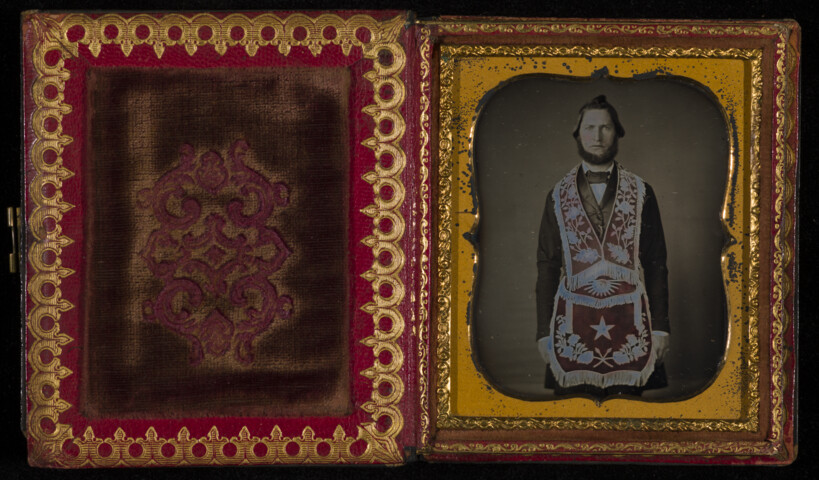 Portrait of a man in an Oddfellows Lodge costume — circa 1850
