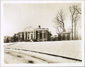 Exterior view of the Homewood estate and grounds after a snowfall. Homewood was built between 1801 and 1806 as a country home for Charles Carroll, Jr., son of Charles Carroll of Carrollton who was a signer of the Declaration of Independence. The Federal-period Palladian home was in the Carroll family until purchased by merchant William…
