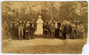 Veterans and others at the 2nd Maryland Infantry C.S.A. Monument located at Culp's Hill, Gettysburg, Pennsylvania. This was the first Confederate monument erected at the battlefield, and was dedicated in 1884.