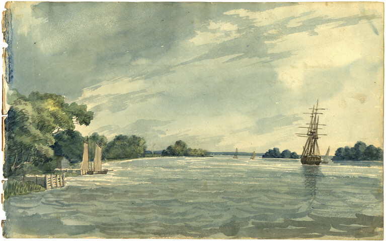 View on the Delaware River looking north toward Philadelphia, a little below Gloucester Point — 1806-08-03