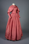 Rose silk faille dress with matching cape.