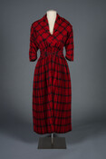 Black and red plaid wool dress owned and worn by American fashion designer Claire McCardell.