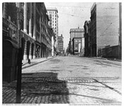 A view of Charles Street, looking north from Lombard Street, in Baltimore, Maryland. Much of the area in this image had been rebuilt after being destroyed by the Great Baltimore Fire of 1904.