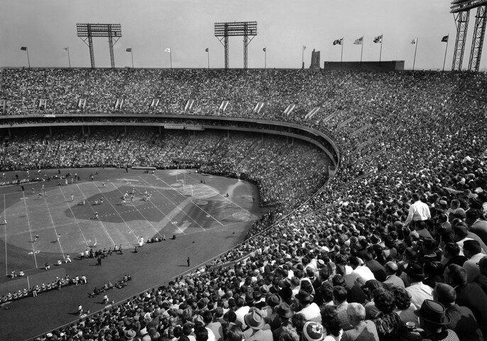 Fan view inside Memorial Stadium — 1960-10