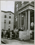 A group of elementary school students entering the Maryland Historical Society through the Pratt House, which once served as the main entrance of MdHS. A former residence of Baltimore businessman and philanthropist Enoch Pratt, the Pratt House became home to MdHS in 1919 when it was gifted by Mary Washington Keyser in honor of her…
