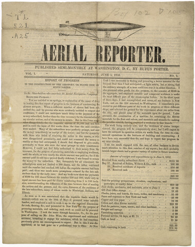 Aerial Reporter, Volume 1, Number 1 — 1852-06-05