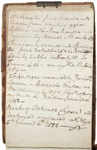 Page from Francis Holland’s notebook — circa 1780