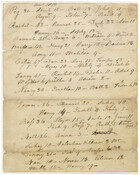 A deed of manumission from John Chew Thomas addressed to "Sundry Negroes," and serving to free dozens of enslaved individuals. The first page of the document lists the names and ages of these individuals.