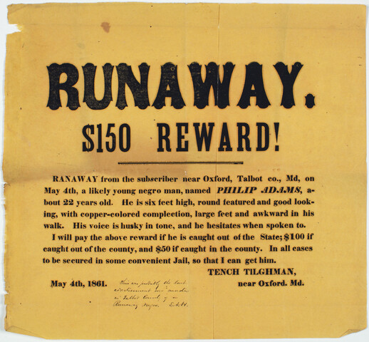 $150 reward for Philip Adams — 1861-05-04