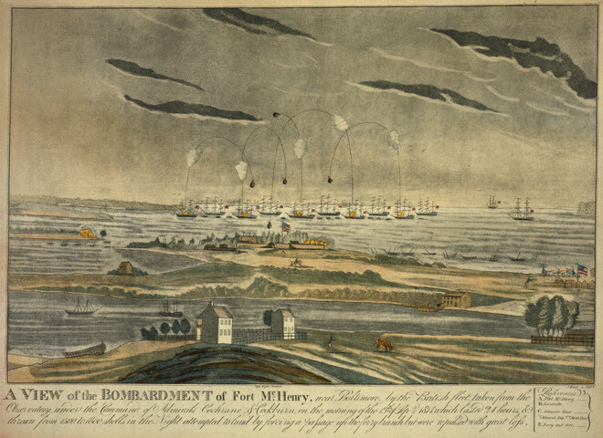 A view of the bombardment of Fort McHenry — circa 1814