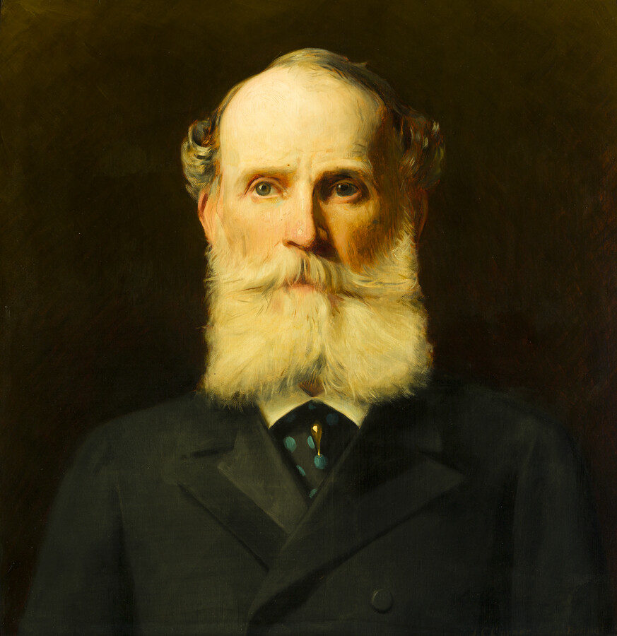 Oil on canvas portrait painting of George Stewart Brown (1834-1890), ca. early-20th century, by Thomas Cromwell Corner (1865-1938). George was one of seven children to George Brown (1787-1859) and Isabella Eliza Johnston McLanahan Brown (1799-1885). He grew up at the estate "Mondawmin" in Baltimore. Both his father and grandfather worked for the famous financial company…