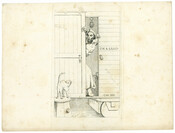 Photograph of an etching by Baltimore, Maryland, dentist, artist, and Southern sympathizer Adalbert Volck. This piece was originally included as a plate in the work Sketches from the Civil War in North America that was released under Volck's pseudonym V. Blada in 1863. The image depicts a fearful Abraham Lincoln peering out of a box…