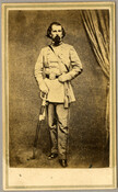An undated portrait of Lloyd Tilghman, a Confederate general in the American Civil War. Tilghman wears a Confederate uniform and holds a sword in his right hand.