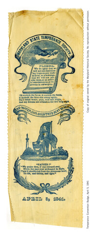 Maryland State Temperance Society ribbon — 1841-04-05
