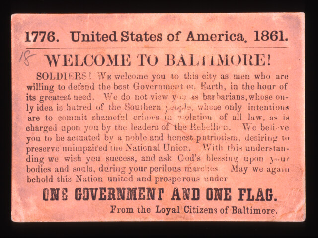 Welcome to Baltimore! — 1861