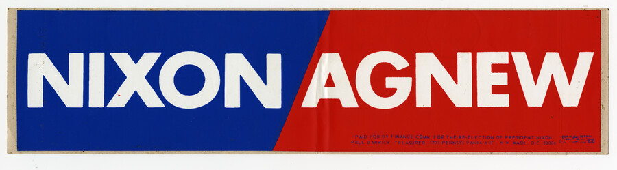 Nixon/Agnew bumper sticker — 1972