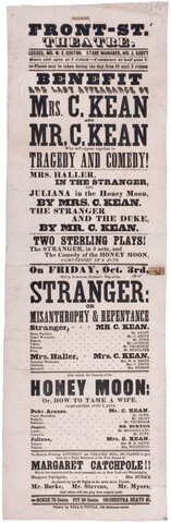 Front Street Theatre playbill — 1845