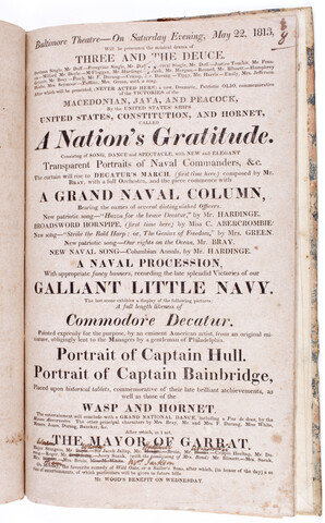 Baltimore Theatre playbill from Saturday evening, May 22, 1813 — 1813-05-22