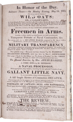 Baltimore Theatre playbill from Monday evening, May 24, 1813 — 1813-05-24