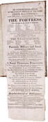 A New Theatre playbill from Saturday, November 12, 1814. Includes information about the drama "The Fortress," farce "The Weathercock," a performance of "The Star-Spangled banner," and a scene representing the "Bombardment of Baltimore." New Theatre was located at 210 West Lexington Street in Baltimore, Maryland, and was demolished in 2010.