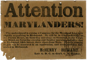A broadside intended to rally troops during the American Civil War for a company for the Maryland Line.