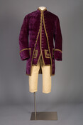 Initially believed to have belonged to Charles Carroll the Barrister in the 1770s, this ensemble was actually worn by an unidentified enslaved man, a detail revealed after a closer look at its structure and style. Enslaved men and servants placed in highly visible jobs wore liveries, a uniform that visually showcased and symbolized a family’s…