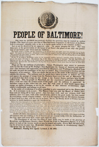 People of Baltimore! — 1861-04-21