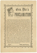 An American Civil War broadside titled "Gen. Dix's Proclamation," a satirical proclamation from Union Army Major General John L. Dix with the intent to make Lincoln and the Union army appear ridiculous.