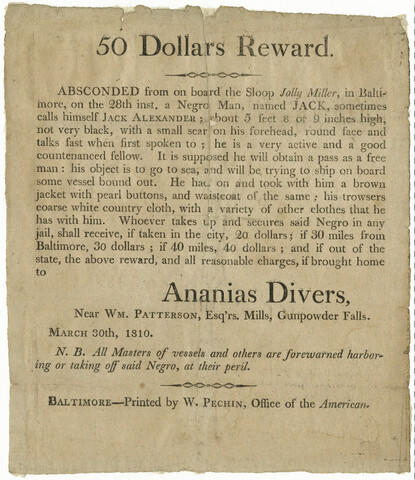 $50 reward for Jack — 1810-03-30