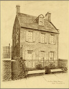 Print of Mother Seton House, a historic home located at 600 North Paca Street on the grounds of St. Mary's Seminary in Baltimore, Maryland.