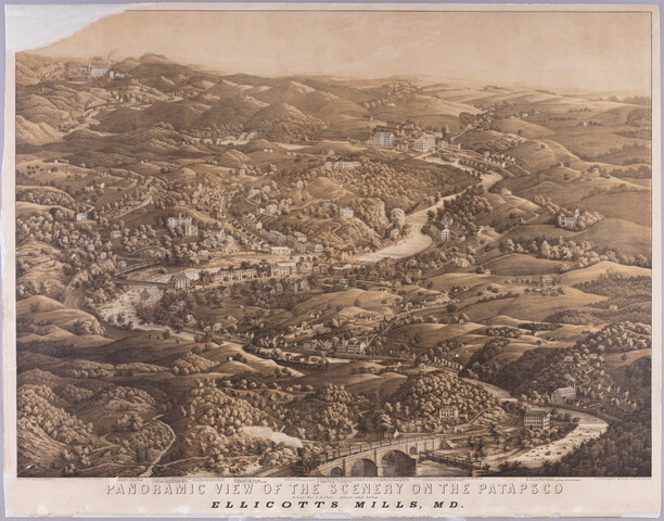 Panoramic view of the scenery on the Patapsco River seven miles above and below Ellicotts Mills, Maryland — 1854