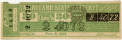 A Maryland State Lottery ticket, class 30, stamped with the numbers 2, 40, and 72, and dated November 6, 1858. On the upper right is the text, "For the benefit of the Frederick Female Seminary and other purposes."