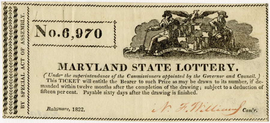 Maryland State Lottery ticket — 1822
