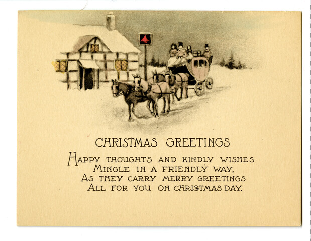 Horse-drawn carriage Christmas card — undated