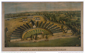 Color lithograph of Hicks U.S. General Hospital, an American Civil War institution in Baltimore, Maryland. William Q. Caldwell, Jr. is listed as the architect.