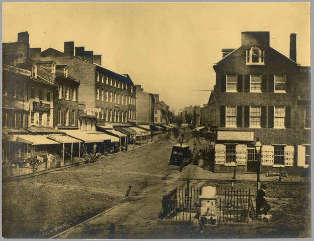 Baltimore Street at center market space, facing east market fountain — unknown