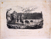 A print depicting the Patterson Viaduct, which once spanned the Patapsco River in Ilchester, Maryland. The viaduct was built as part of the Baltimore & Ohio Railroad's Old Main Line in 1829 but was severely damaged by a flood in the 1860s and eventually replaced by other bridges. This print is captioned "for the Methodist…